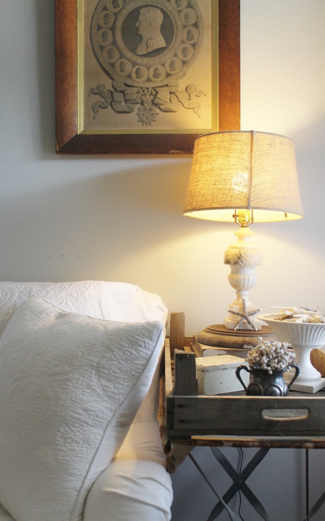 I just love vintage alabaster lamps because they easily fit the neutral palette and are still very reasonable priced online and in antique stores.